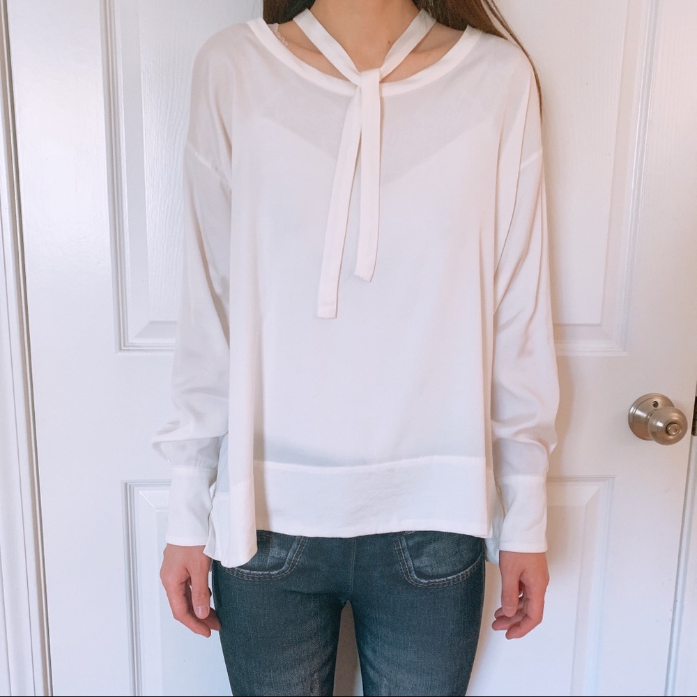 Japanese Brand Blouse with Bow Tie Neck